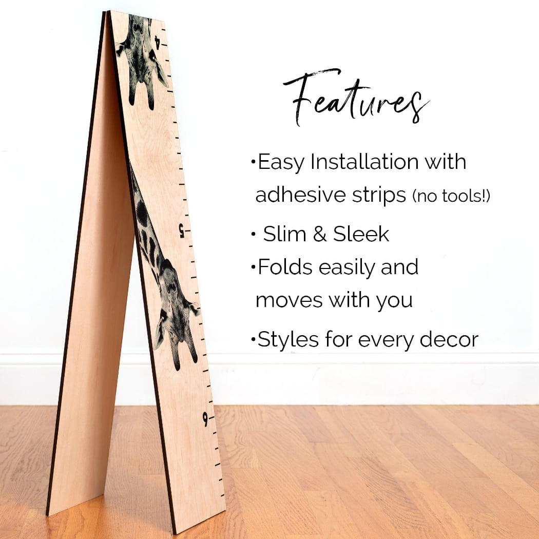 Tall Giraffe Wooden Growth Chart in Two Design Choices