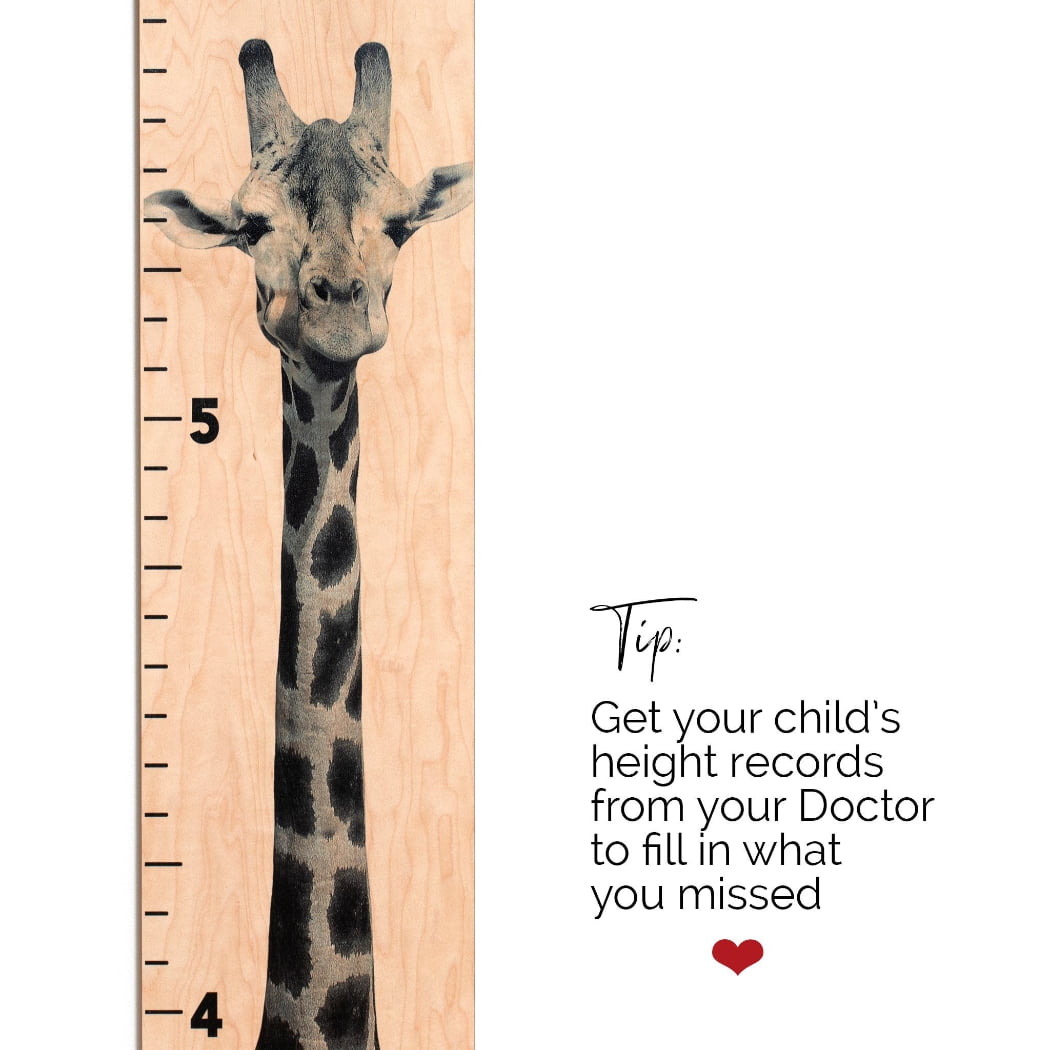 Tall Giraffe Wooden Growth Chart in Two Design Choices