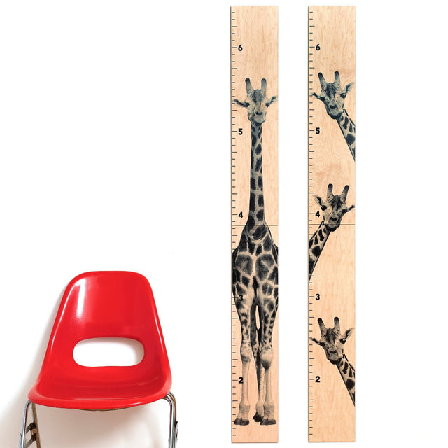 Tall Giraffe Wooden Growth Chart in Two Design Choices