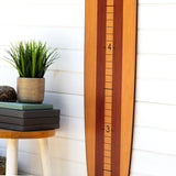 Surfboard Growth Chart | Surfing Wall Décor | Wood Stripe Longboard