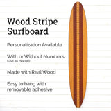 Surfboard Growth Chart | Surfing Wall Décor | Wood Stripe Longboard