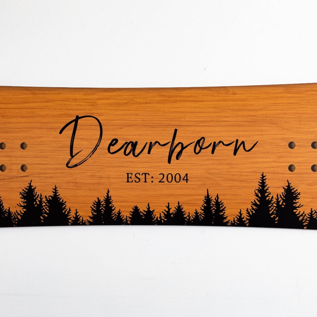 Tree Line Family Established Snowboard Sign