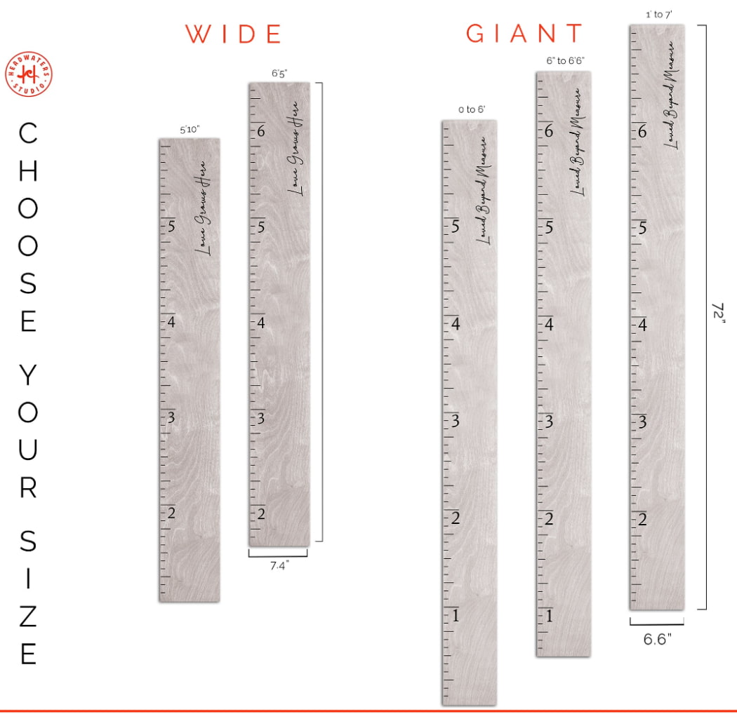 Farmhouse Boho Wooden Ruler Growth Chart | Wood Height Chart for Boys + Girls