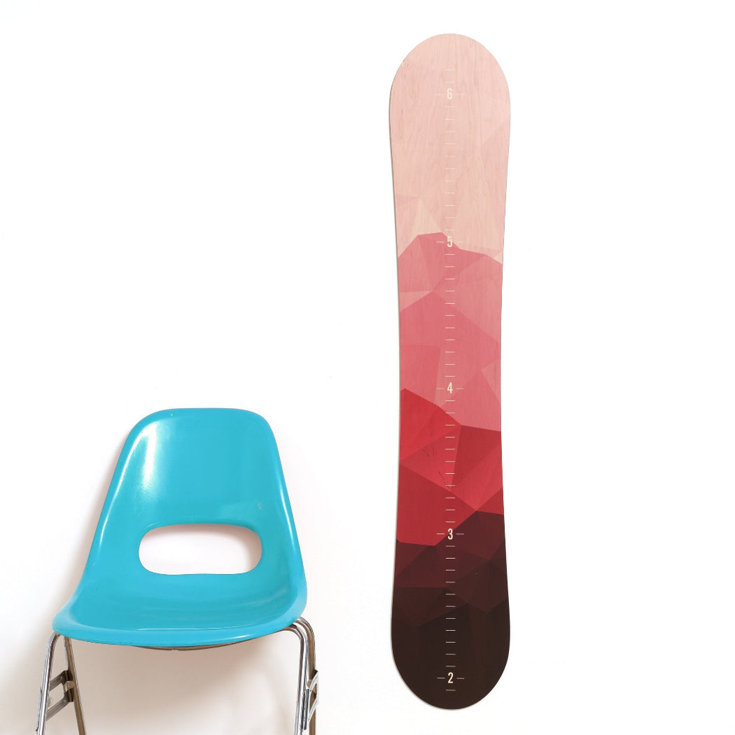 Personalized Snowboard Growth Chart for Snowboarder Kid - Four Colors to Choose