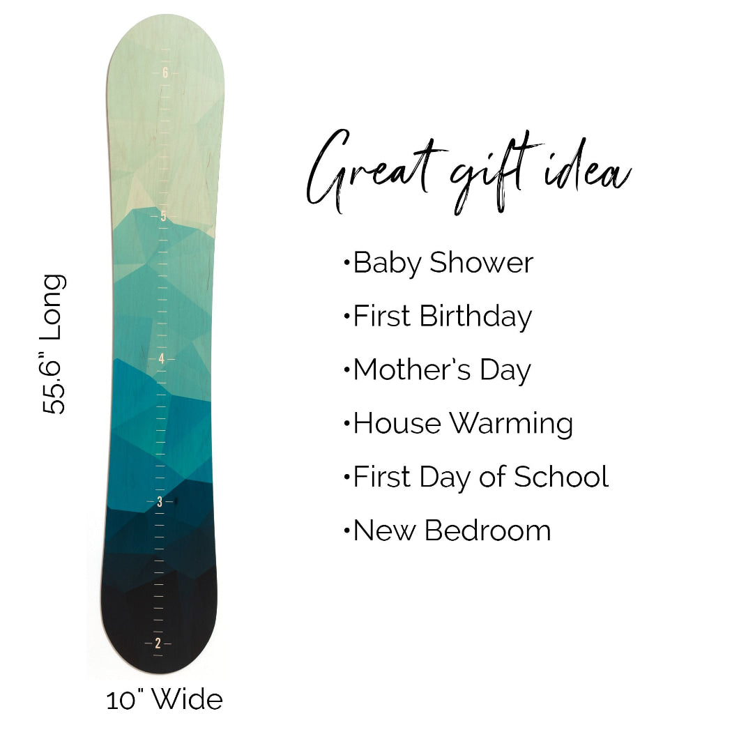 Personalized Snowboard Growth Chart for Snowboarder Kid - Four Colors to Choose