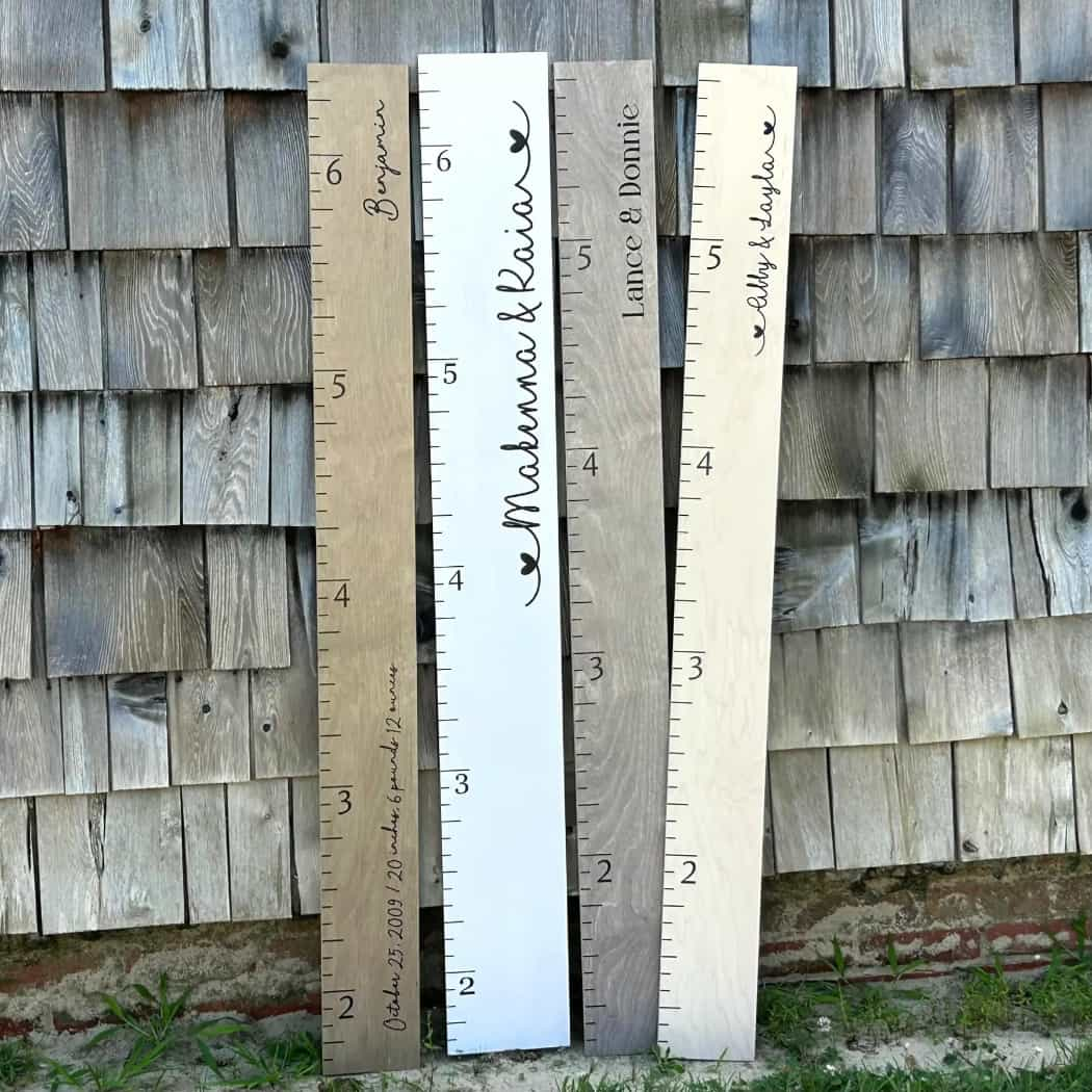 Farmhouse Boho Wooden Ruler Growth Chart | Wood Height Chart for Boys + Girls