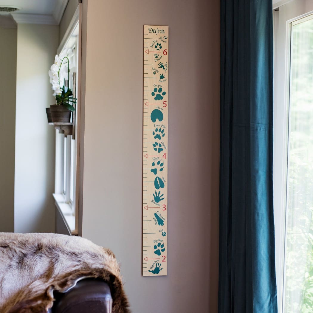 Animal Tracks Wooden Growth Chart