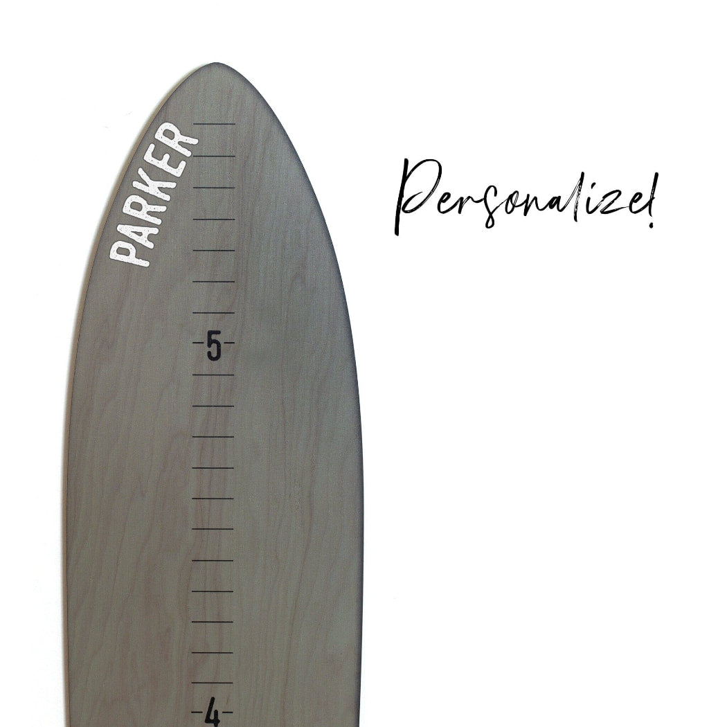 Surfboard Growth Chart | Ocean Themed Nursery | Surfboard Decoration | Gray Chevron