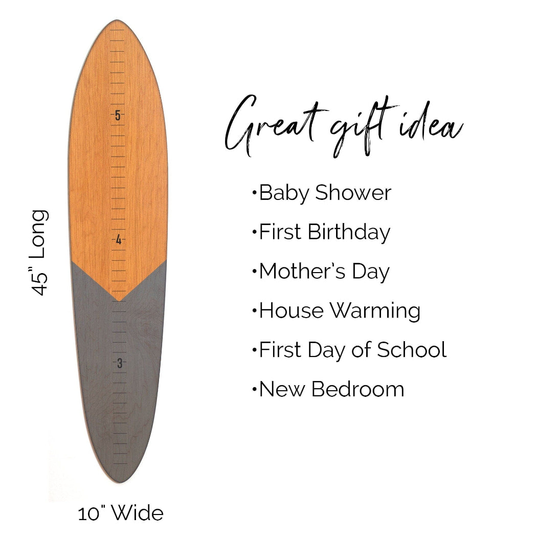 Surfboard Growth Chart | Under the Sea Nursery | Surfboard Decoration | Bamboo/Gray Chevron