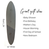 Surfboard Growth Chart | Ocean Themed Nursery | Surfboard Decoration | Gray Chevron