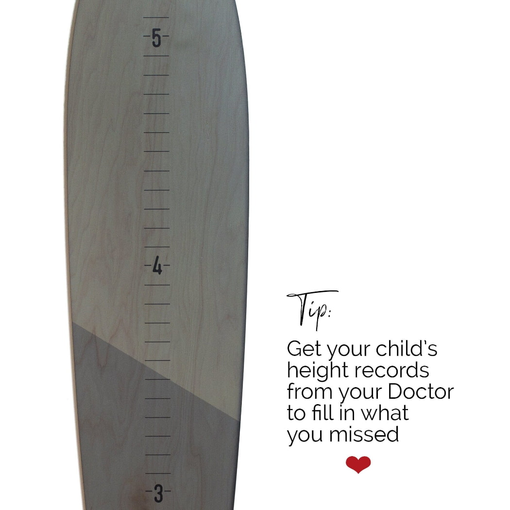 Surfboard Growth Chart | Ocean Themed Nursery | Surfboard Decoration | Gray Chevron