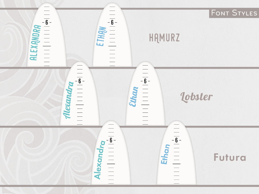 Seaside Surfboard Growth Chart Height Charts | Ocean Themed Nursery in White with Waves