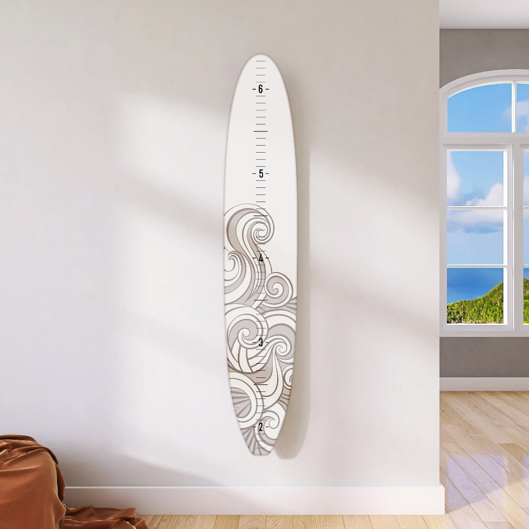 Seaside Surfboard Growth Chart Height Charts | Ocean Themed Nursery in White with Waves