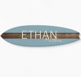 Surfboard Name Sign Wall Décor for Nursery / Children's Room / Dark Mahogany