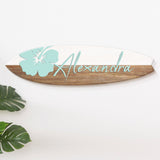 Surfboard Wall Art Name Sign | Ocean Themed Nursery | Hibiscus Wall Decor