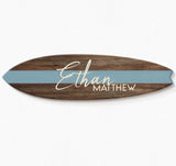 Surfboard Name Sign Wall Décor for Nursery / Children's Room / Dark Mahogany