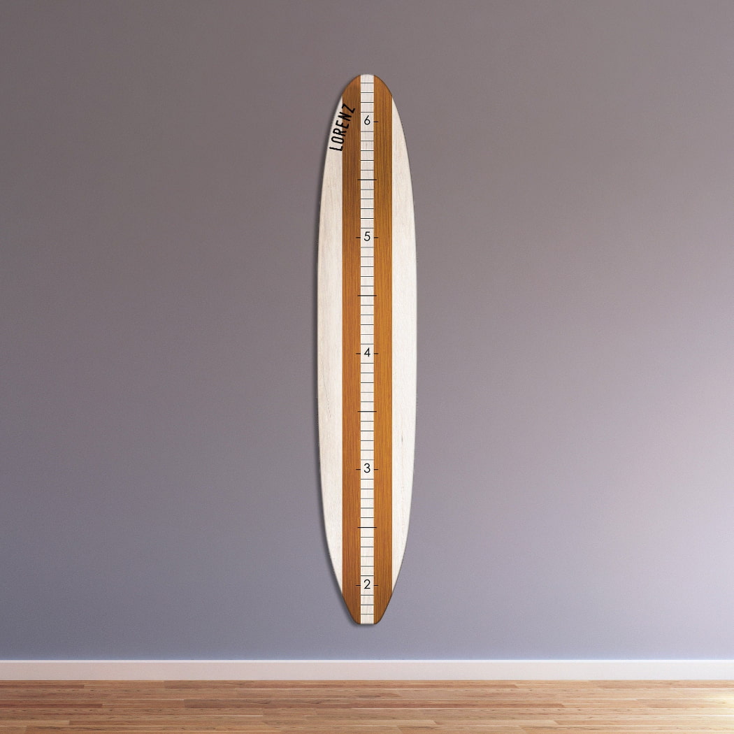 Surfboard Wall Decor | Surfboard Sign | White Washed Beach Wood Longboard Surfboard Growth Chart Collection