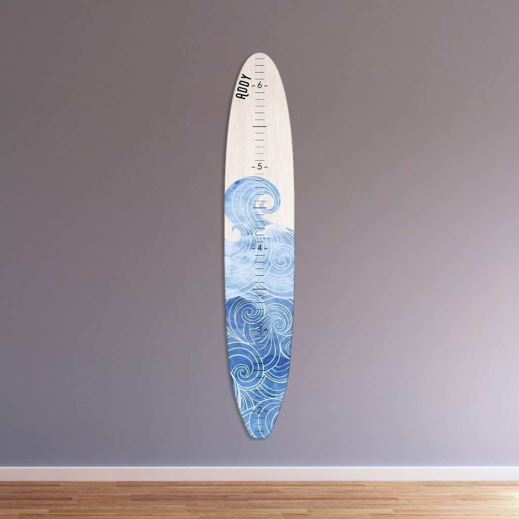 Surfboard Wall Decor | Surfboard Sign | White Washed Beach Wood Longboard Surfboard Growth Chart Collection