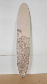 Wave Surfboard Wall Art | Surfboard Wall Decor | Wave Drawing