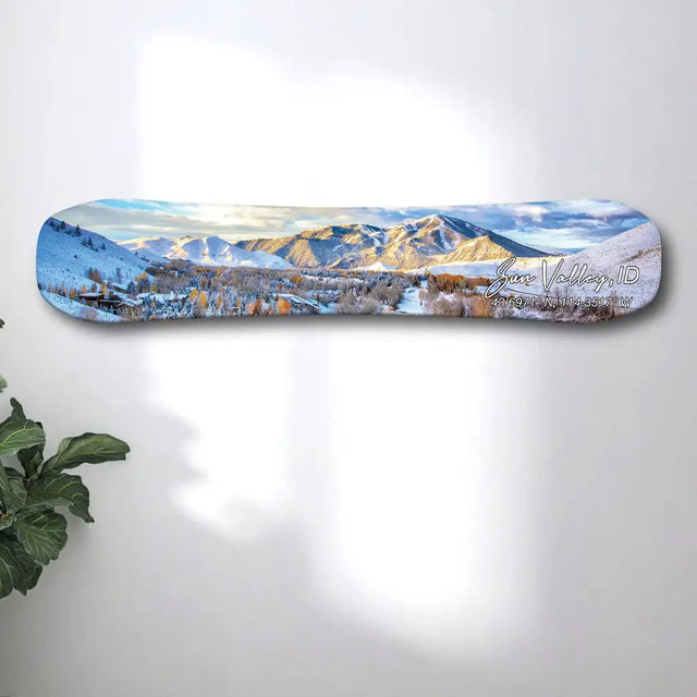 Sun Valley Snowboard Art Print on Wood |  Headwaters-Studio